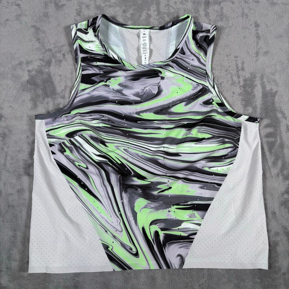 Lululemon Swift Ventilated Running Tank Top Green Black Womens Size 6